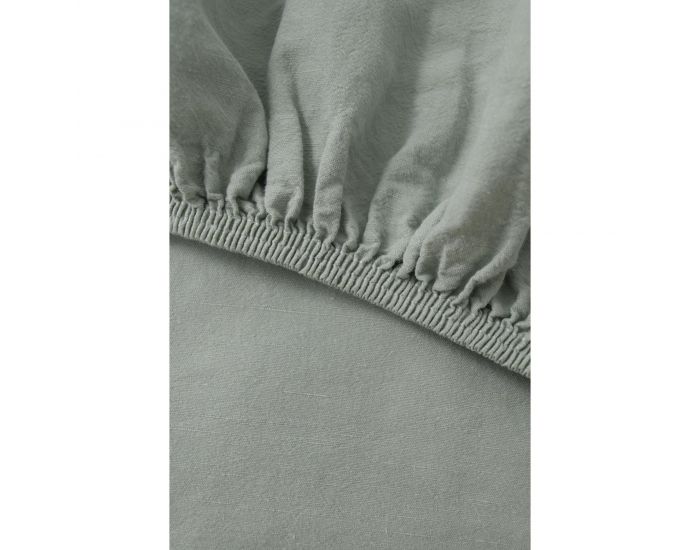 KADOLIS Drap Housse Lin Et Coton Bio Adulte - Vert Aqua (9)