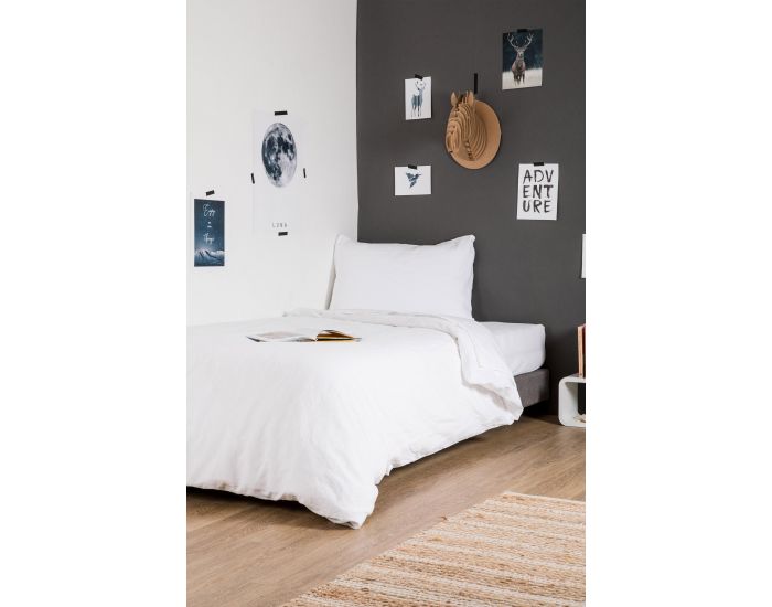 KADOLIS Drap Housse Lin Et Coton Bio Enfant - Blanc (1)