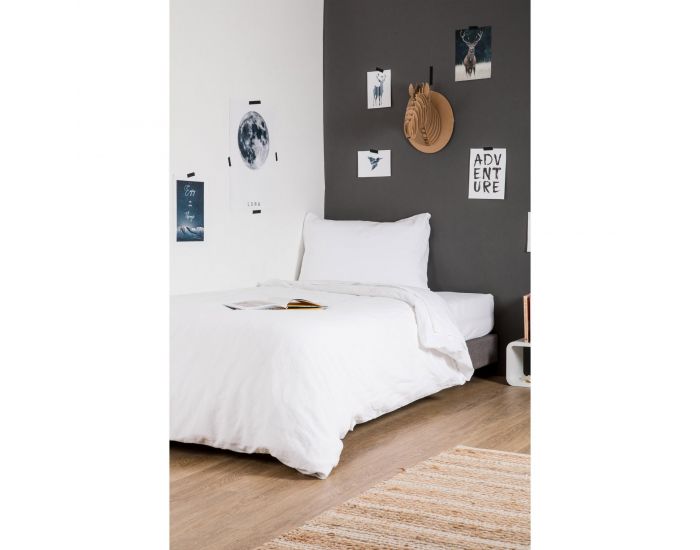 KADOLIS Drap Housse Lin Et Coton Bio Enfant - Blanc (13)