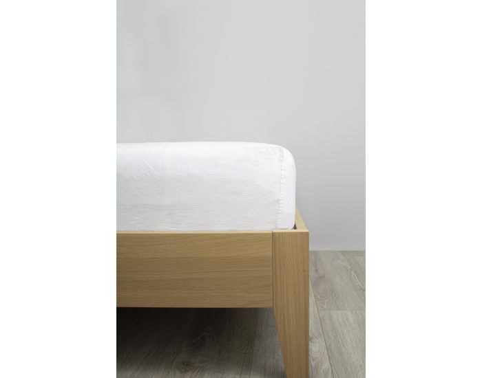 KADOLIS Drap Housse Lin Et Coton Bio Enfant - Blanc (6)