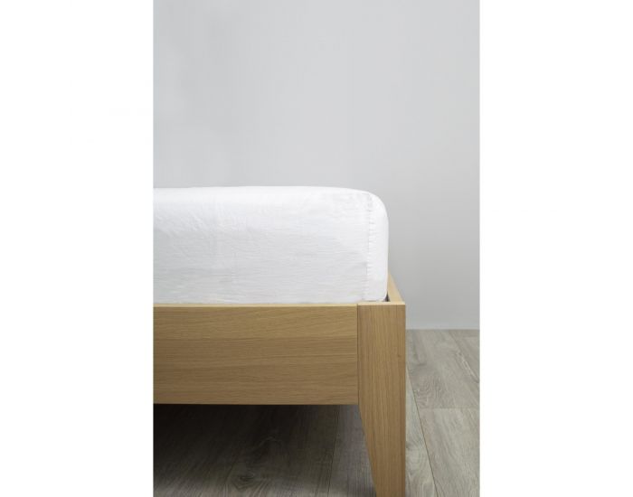 KADOLIS Drap Housse Lin Et Coton Bio Enfant - Blanc (7)