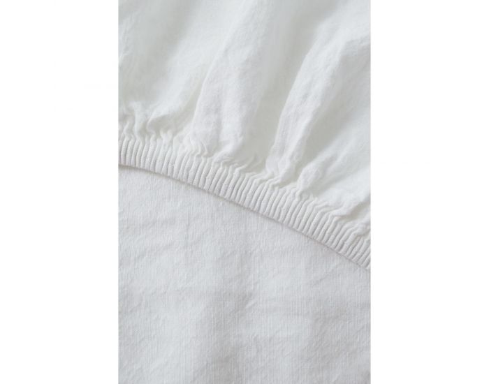 KADOLIS Drap Housse Lin Et Coton Bio Enfant - Blanc (8)