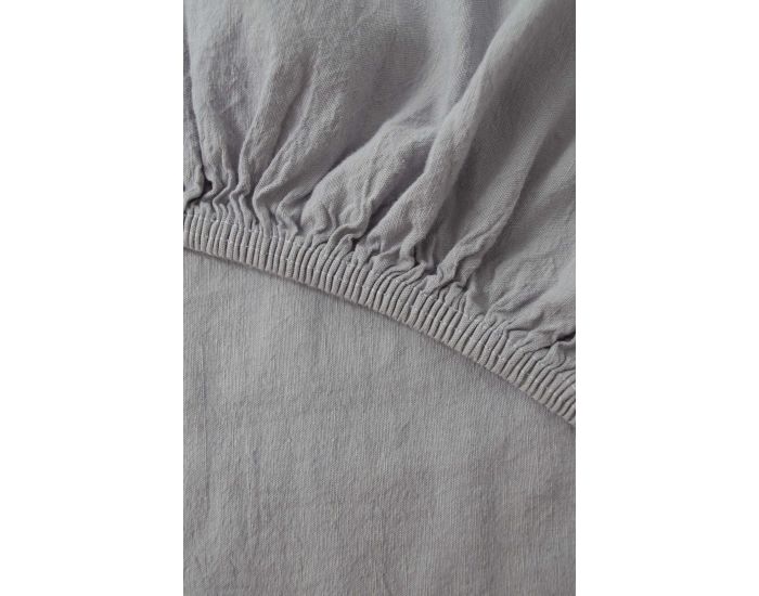 KADOLIS Drap Housse Lin Et Coton Bio Enfant - Gris (5)