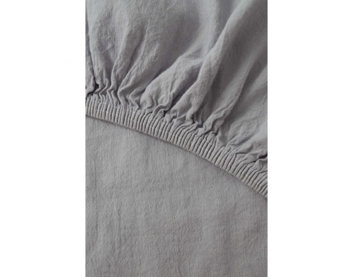KADOLIS Drap Housse Lin Et Coton Bio Enfant - Gris (8)