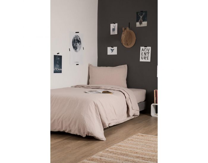 KADOLIS Drap Housse Lin Et Coton Bio Enfant - Caf� (13)