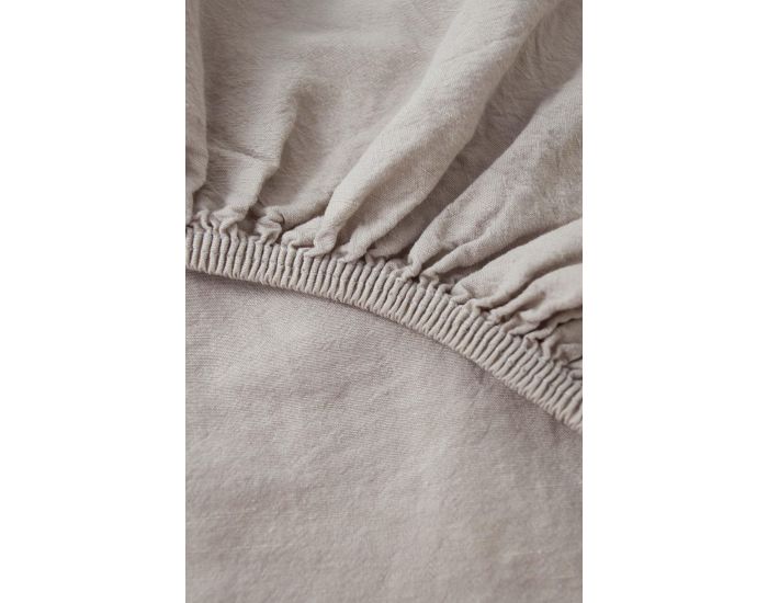 KADOLIS Drap Housse Lin Et Coton Bio Enfant - Caf� (5)