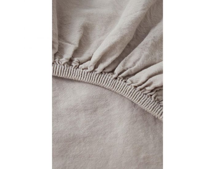 KADOLIS Drap Housse Lin Et Coton Bio Enfant - Caf� (8)