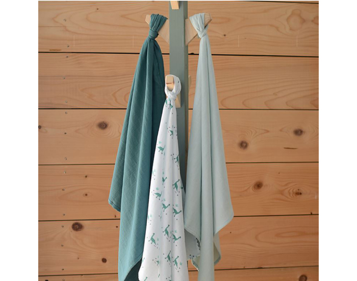 BEABA Langes en Coton bio - Boite de 3 - 70 x 70 cm Jurassique (4)