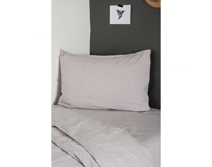 KADOLIS Taie D'Oreiller Lin Et Coton Bio - Gris (13)