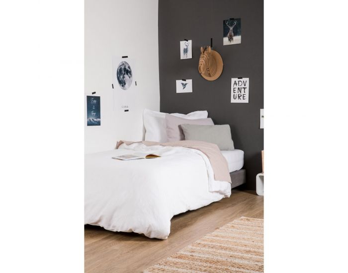 KADOLIS Taie D'Oreiller Lin Et Coton Bio - Gris (14)