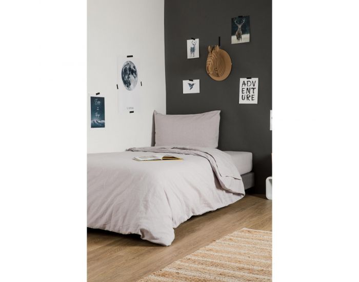 KADOLIS Taie D'Oreiller Lin Et Coton Bio - Gris (15)