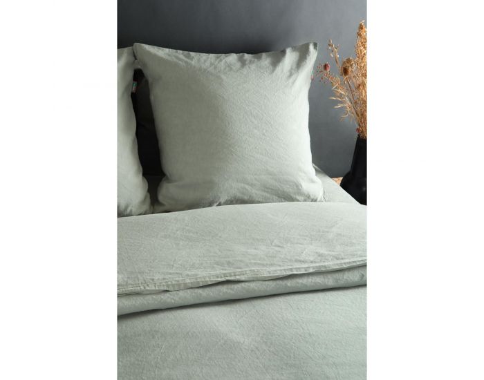 KADOLIS Taie D'Oreiller Lin Et Coton Bio - Vert Aqua (18)