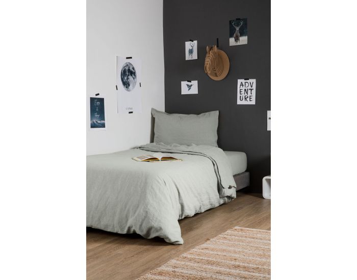 KADOLIS Taie D'Oreiller Lin Et Coton Bio - Vert Aqua (3)