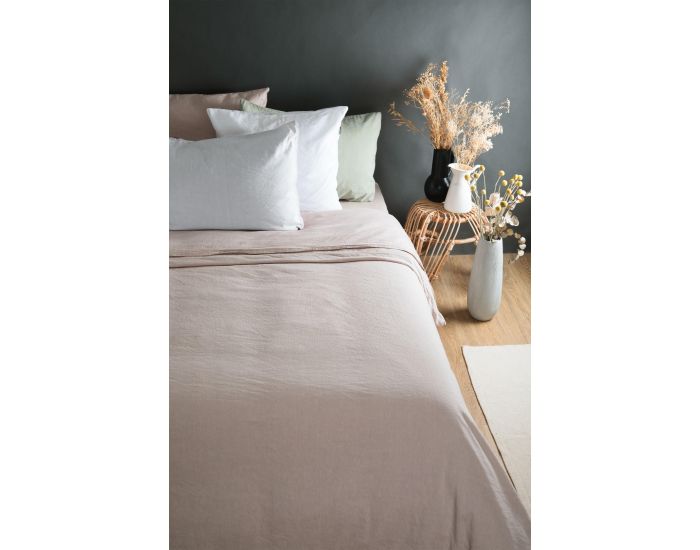 KADOLIS Drap Plat Adulte En Lin Et Coton Bio - Caf� (5)