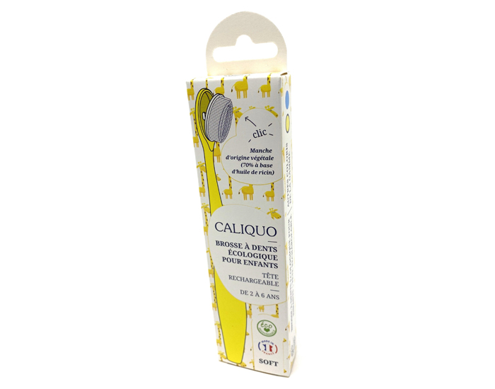 CALIQUO Brosse  Dent en Bioplastique Rechargeable Enfant Jaune (1)