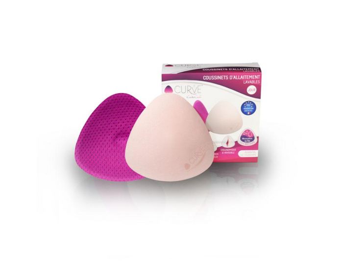 CACHE COEUR Lot de 2 coussinets d'allaitement lavables Essentiel Slim Curve - Jour  (2)