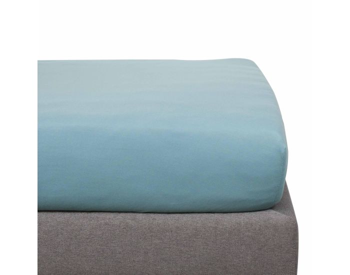 JUSTINBED Drap Housse Coton Bio - Adulte - Bleu (2)