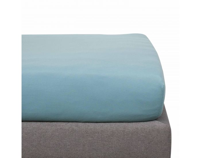 JUSTINBED Drap Housse Coton Bio - Adulte - Bleu (4)