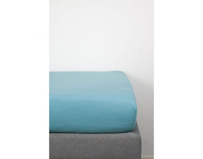 JUSTINBED Drap Housse Coton Bio - Adulte - Bleu (9)