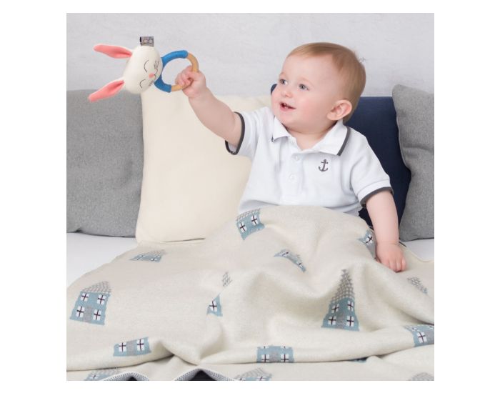SEVIRA KIDS Couverture B�b� L�g�re en tricot - Coton Biologique - 80x100cm - Maison (1)