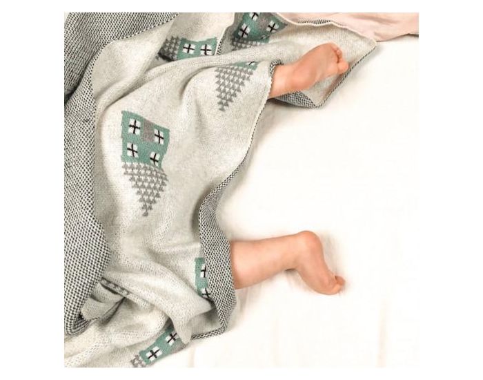 SEVIRA KIDS Couverture B�b� L�g�re en tricot - Coton Biologique - 80x100cm - Maison (2)
