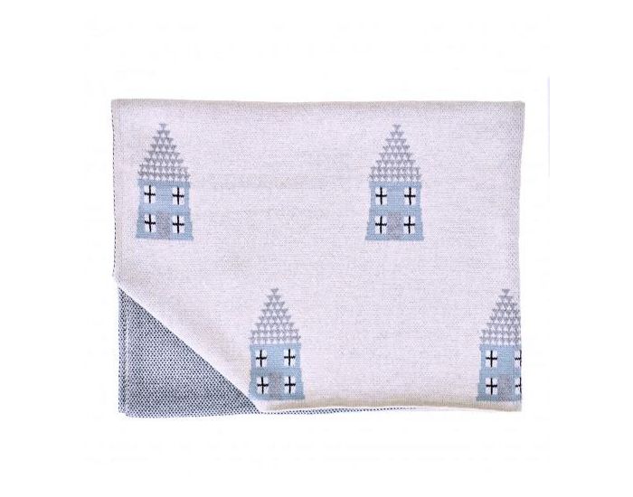 SEVIRA KIDS Couverture B�b� L�g�re en tricot - Coton Biologique - 80x100cm - Maison (3)
