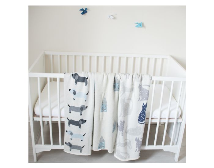 SEVIRA KIDS Couverture B�b� L�g�re en tricot - Coton Biologique - 80x100cm - Maison (4)