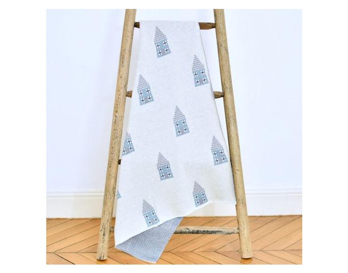 SEVIRA KIDS Couverture B�b� L�g�re en tricot - Coton Biologique - 80x100cm - Maison (5)