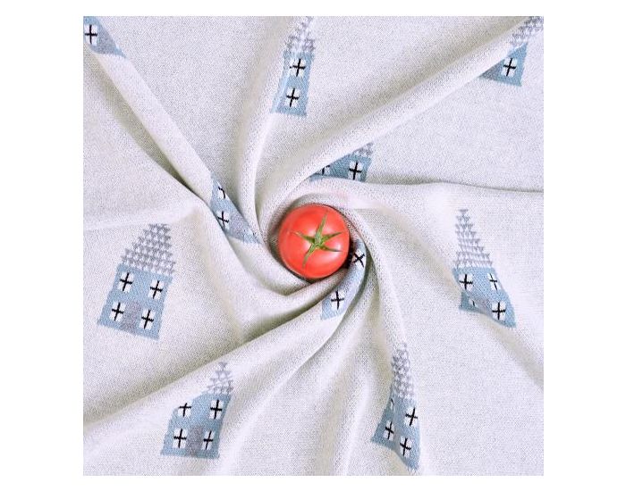 SEVIRA KIDS Couverture B�b� L�g�re en tricot - Coton Biologique - 80x100cm - Maison (7)