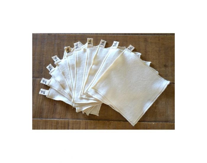 JOLIE PLANETE Lingettes Lavables B�b� Coton Biologique - Lot De 10 - 15 x 15 cm (2)