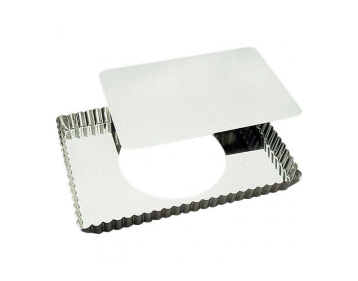 GOBEL Moule A Tarte Rectangulaire Fond Amovible En Fer Blanc - 35cm x 11cm x 2,5cm (1)