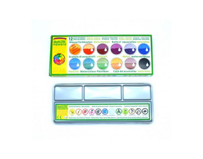 OKONORM Bote de peinture  l'eau : Aquarelle de 12 couleurs vgtales (1)