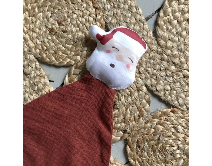 CAROTTE & CIE Doudou P�re No�l en Double Gaze - Rouge Terracotta - D�s la Naissance (1)