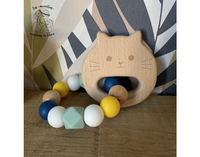 MAWEN MATERNE Hochet Silicone et Bois - Chat - Ds 4 mois (3)