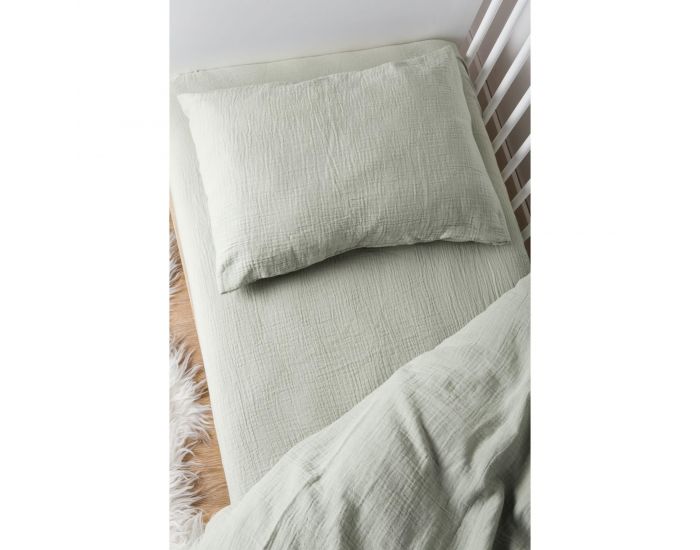 KADOLIS Taie d'Oreiller Coton Bio Froiss� - Vert Aqua (3)