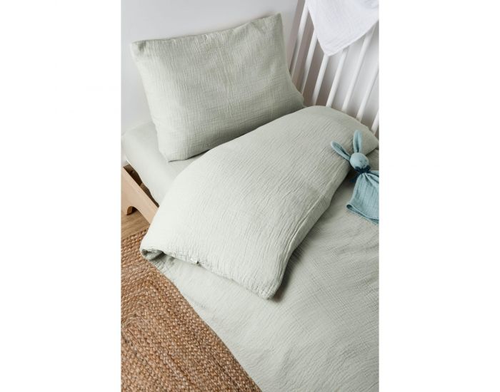 KADOLIS Taie d'Oreiller Coton Bio Froiss� - Vert Aqua (9)