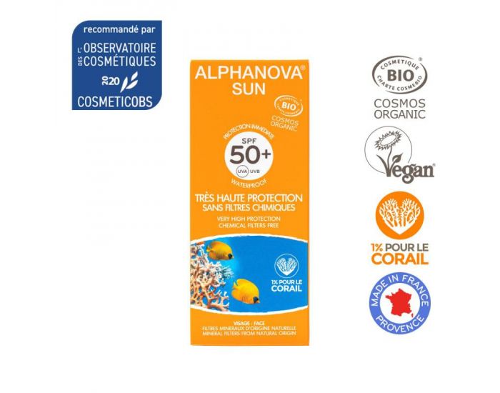 ALPHANOVA Crme solaire Bio Trs Haute Protection SPF50+ (1)