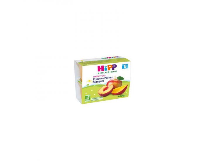 HIPP 100% Fruits Pommes Pches Mangues - 4 coupelles (2)