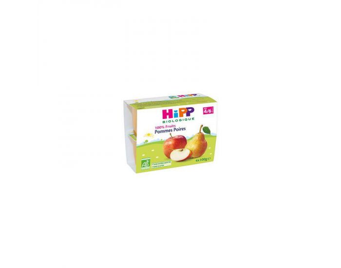 HIPP 100% Fruits Pommes Poires - 4 coupelles (1)