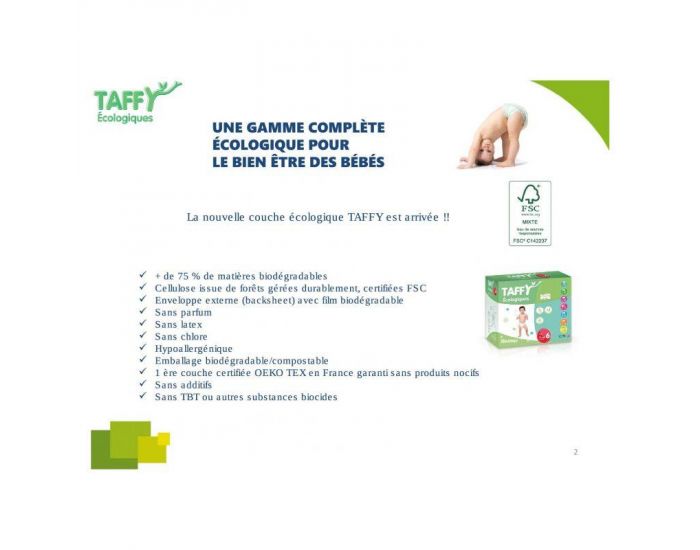 TAFFY ECOLOGIQUES Couches �cologiques T1 / 2-5 Kg / Lot de 10 x 28 couches (3)
