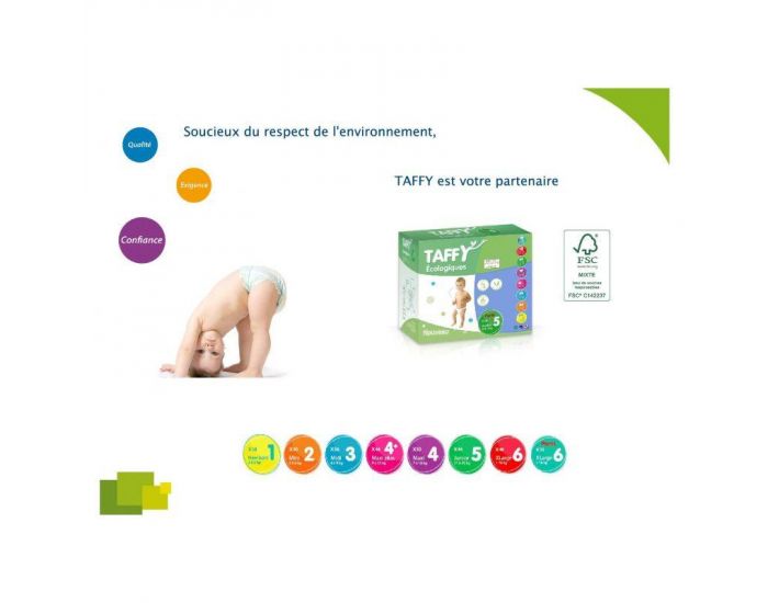 TAFFY ECOLOGIQUES Couches �cologiques T4 / 7-18 Kg / Lot de 4 x 50 couches (2)