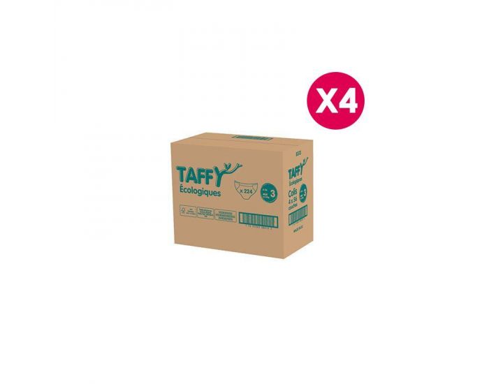 TAFFY ECOLOGIQUES Couches �cologiques T3 / 4-9 Kg / Lot de 4 x 56 couches (4)