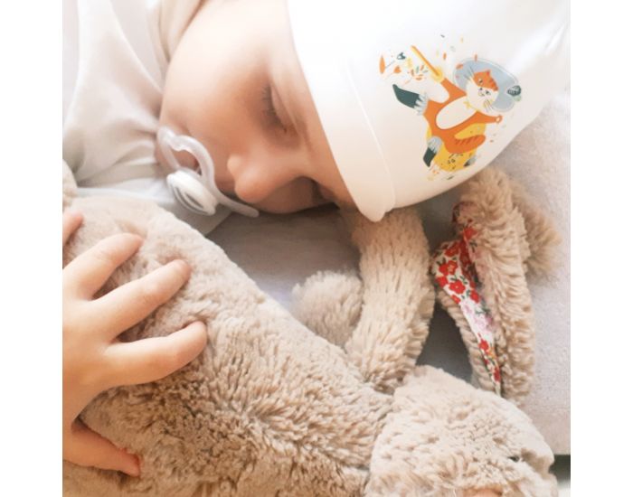 NOS POUSSINS CHERIS Coffret Cadeau Cape et Bonnet 100% Coton Bio - Chat Bott�  (4)