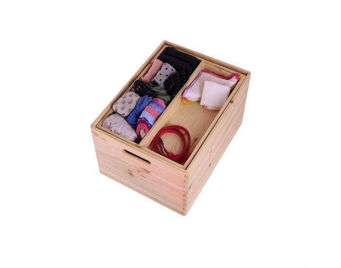 EUROPE & NATURE Maxi Boite De Rangement Avec S�paration - Pin Massif - 40x30x24 cm (2)