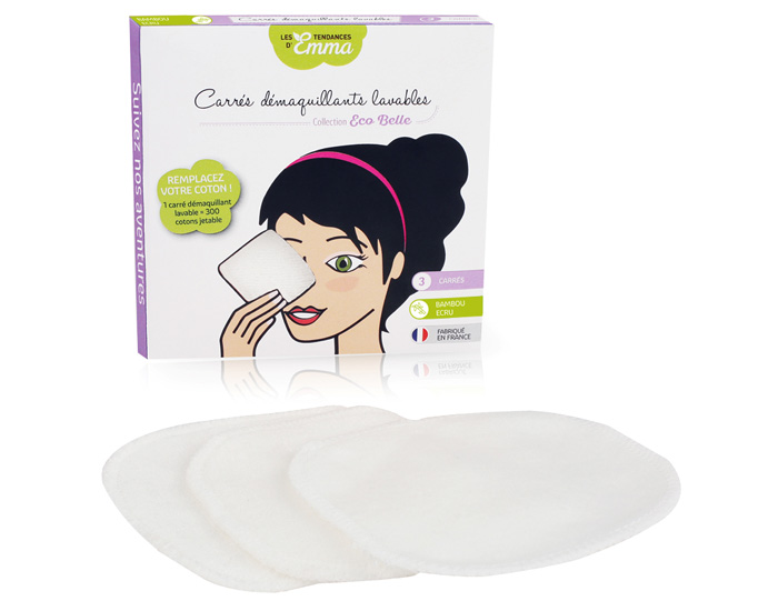 LES TENDANCES D'EMMA 3 Carrs Dmaquillants Lavables - Bambou Ecru (1)