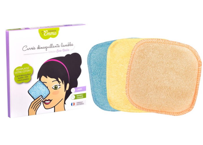 LES TENDANCES D'EMMA 3 Carrs Dmaquillants Lavables - Bambou Couleur (1)
