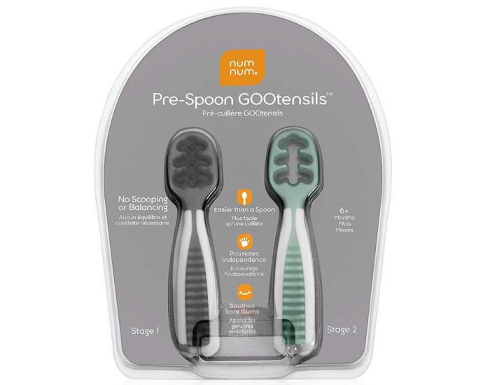 NUM NUM Lot de 2 Pr-cuillres Grise et Verte (8)