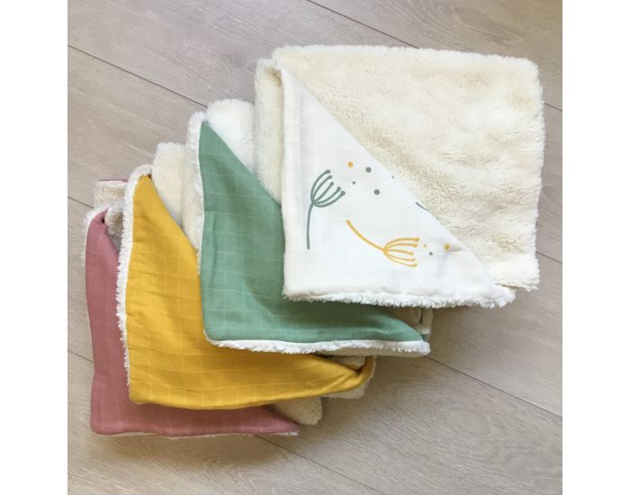 PITIGIA Couverture en Peluche de Coton Bio Fleurs (2)