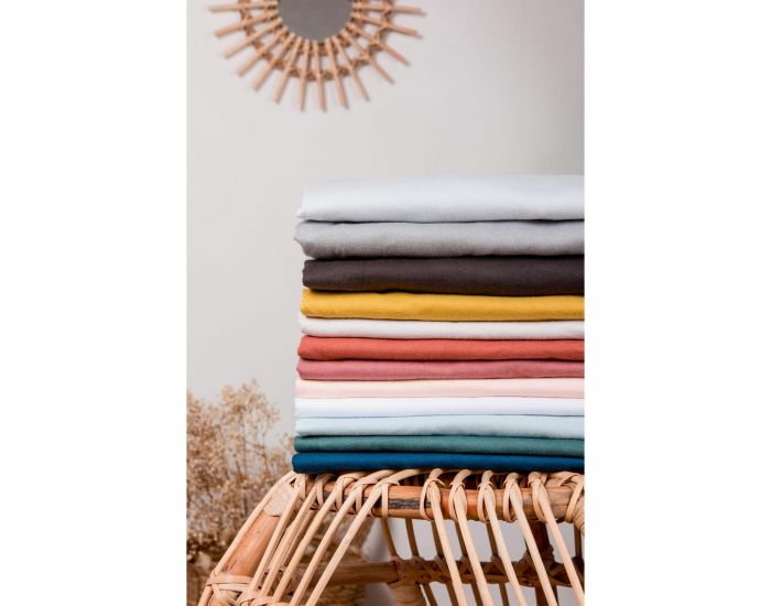 KADOLIS Drap Housse Coton Bio - Enfant Terracotta (8)