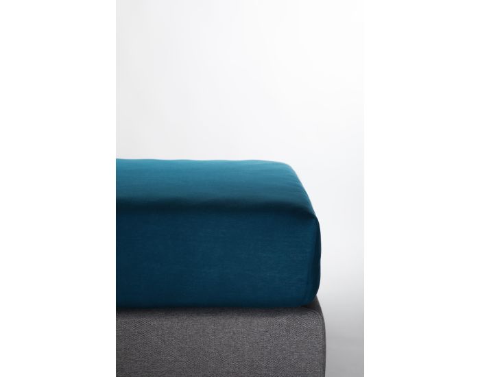 KADOLIS Drap Housse Coton Bio - Enfant Bleu Nuit (1)